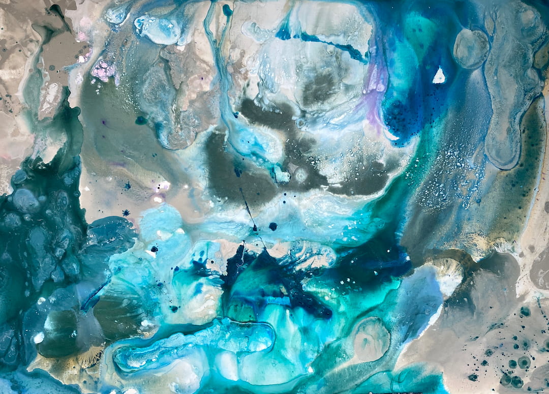 Abstrakt maleri i blå nuancer
